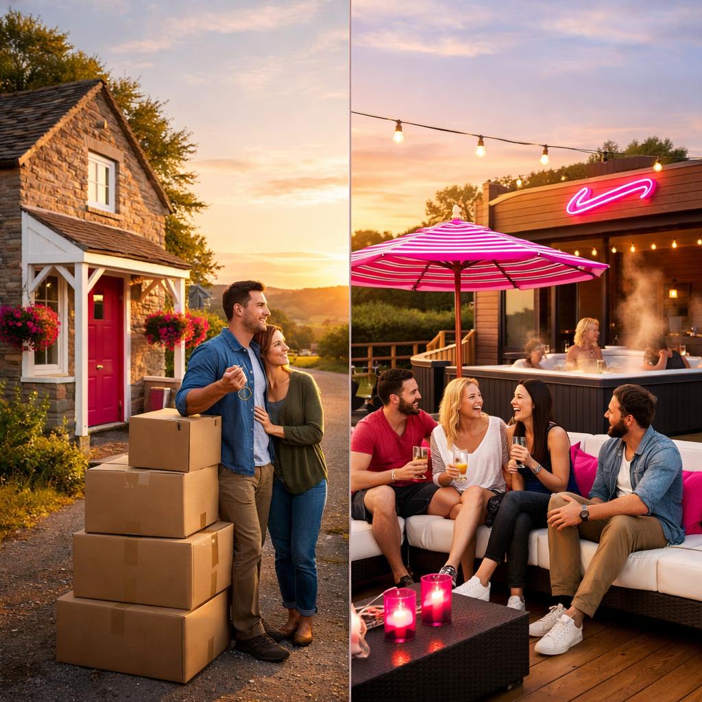 Holiday cottage and park lodge lifestyle contrast