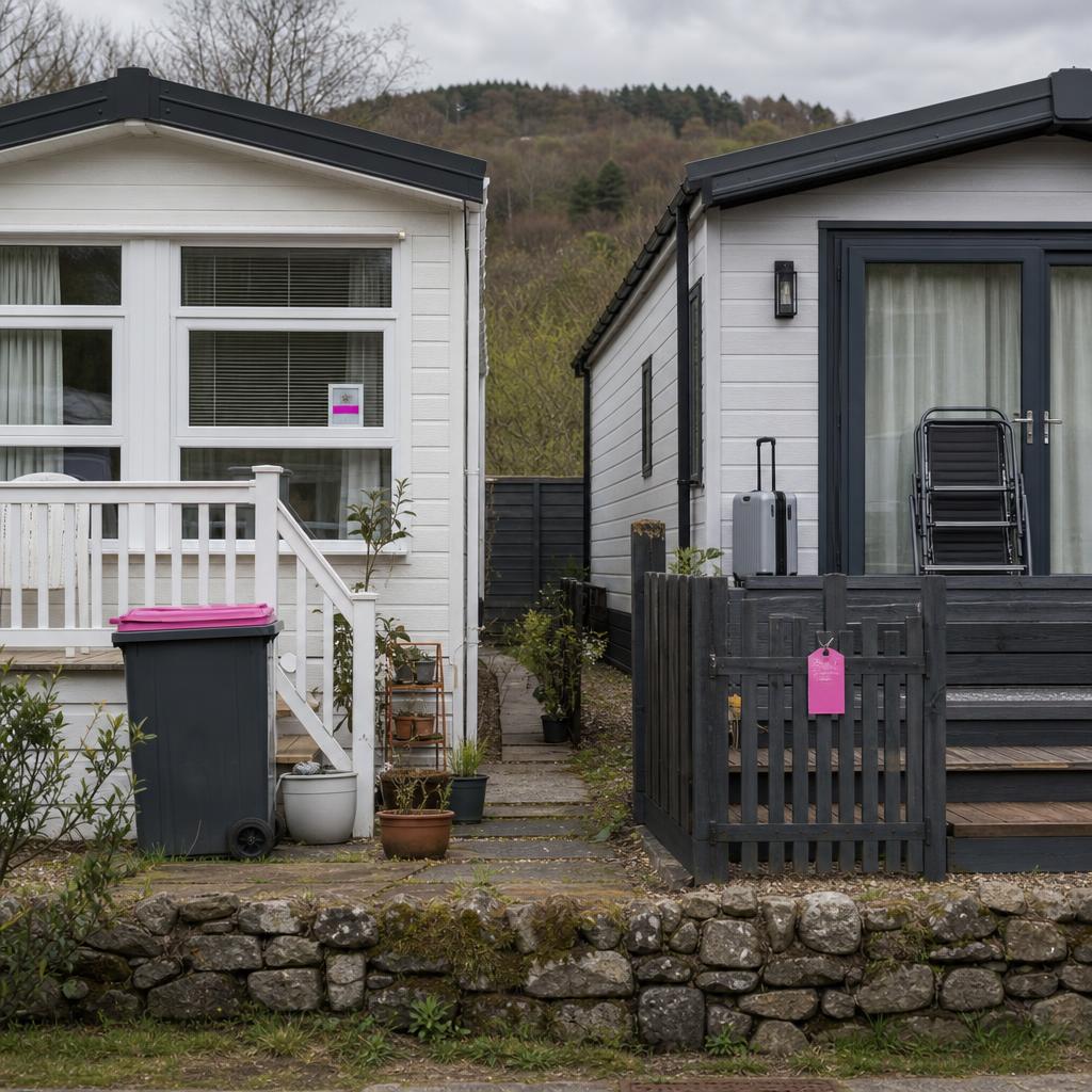 Two adjacent park units, one lived-in, one holiday lodge