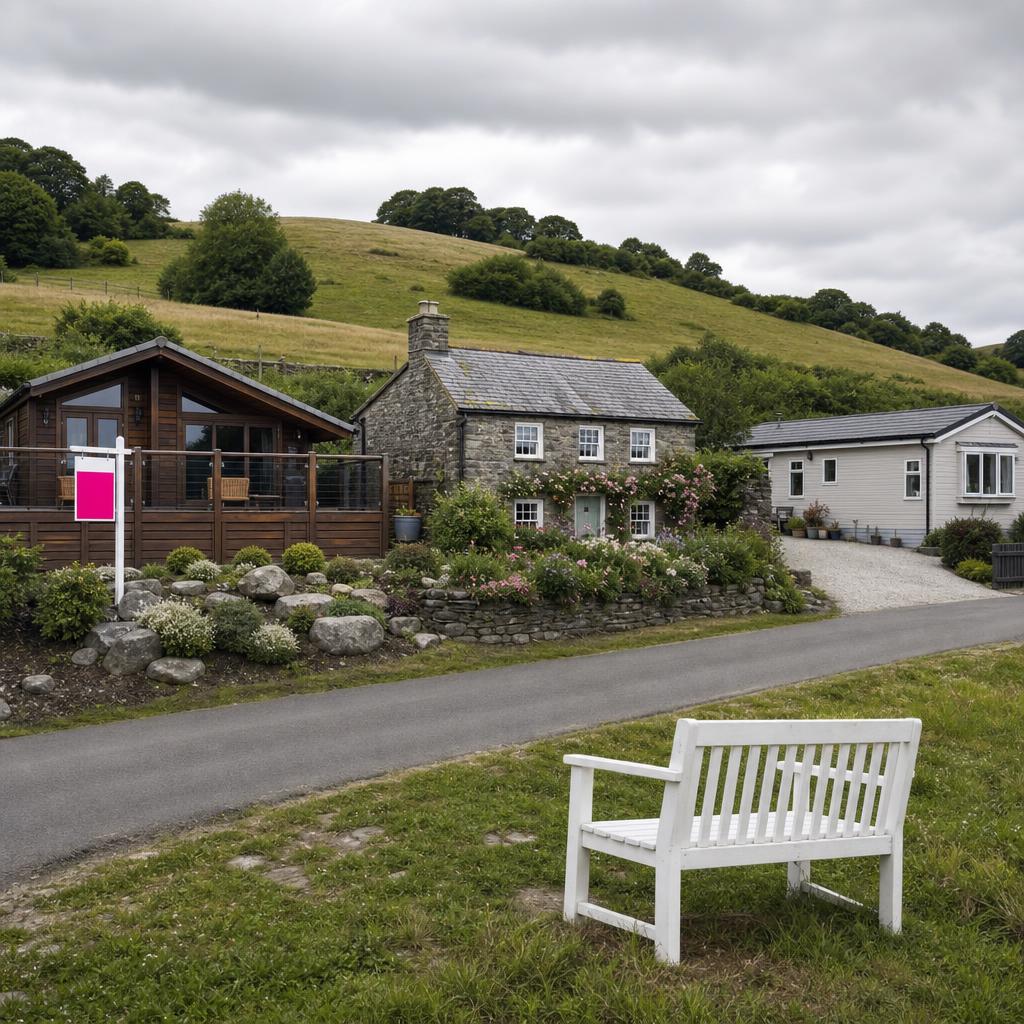 Three UK properties: lodge, cottage, park home